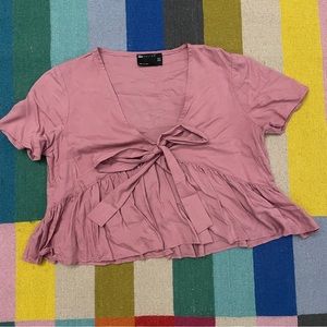 asos pink tie front cute top